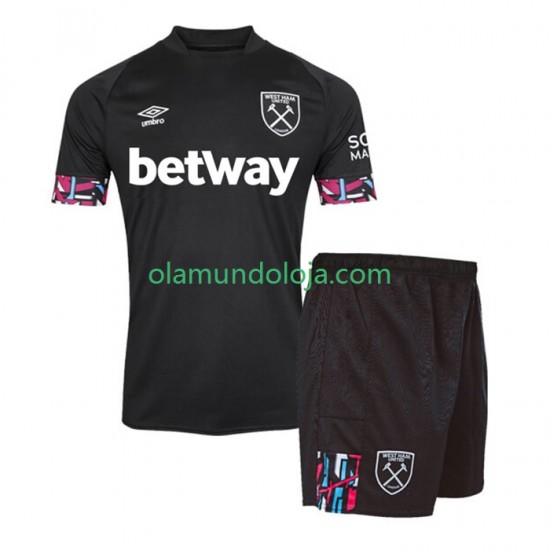 Camisola West Ham United Criança Equipamento Segundo 2022-2023 Manga Curta